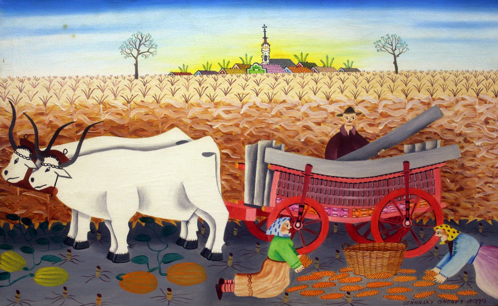 Ondrej Venjarski, Sakupljanje kukuruza, 35x55, 1979.jpg